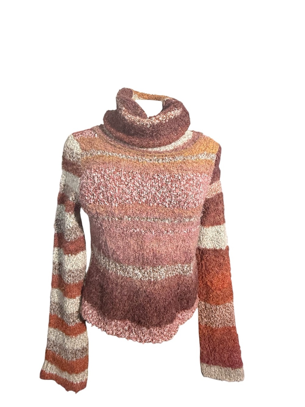 Free People My Girl Multicolor Wool Long Sleeve Turtleneck Cropped Sweater Top S